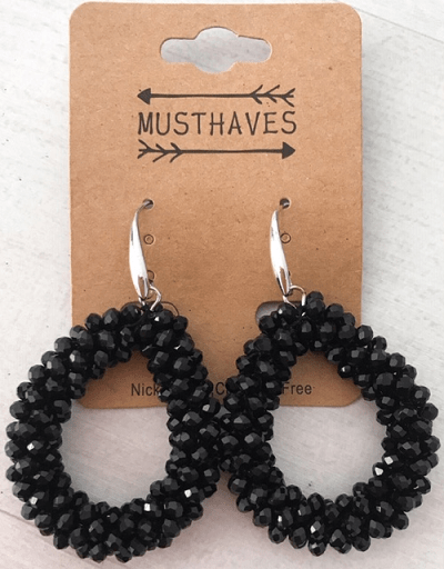 Oorbellen van zwarte facetkraaltjes zwart