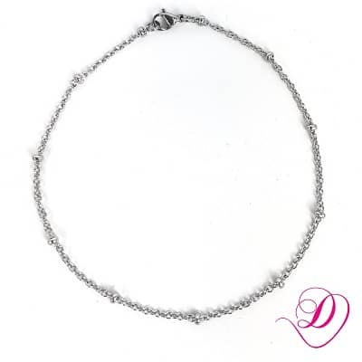 Stainless steel enkelbandje met kraaltjes zilver