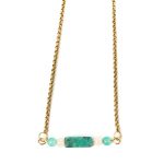 Stainless steel ketting met natuursteen kralen Blue Marmer goud