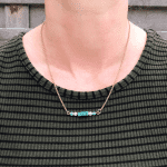 Stainless steel ketting met natuursteen kralen Blue Marmer goud