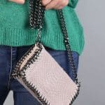 Luxe lederen schoudertas snake print vintage roze