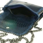 Luxe lederen schoudertas snake print demin blue