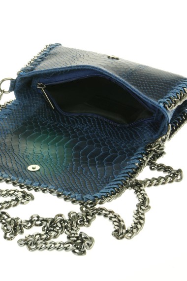 Luxe lederen schoudertas snake print demin blue