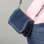 Luxe lederen schoudertas snake print demin blue