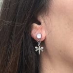 Stainless steel oorbellen Swarovski met libelle zilver