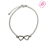 Stainless steel armbandje hartjes zilver