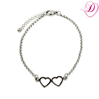 Stainless steel armbandje hartjes zilver2 Stainless steel armbandje hartjes zilver