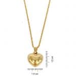 Stainless steel ketting bol hart goud met afmeting