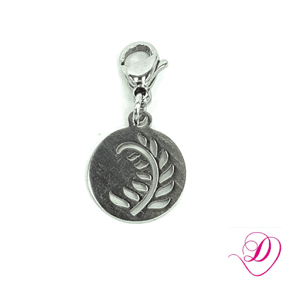 Bedel rond blad zilver Bedel rond blad voor bedelarmband zilverkleurig