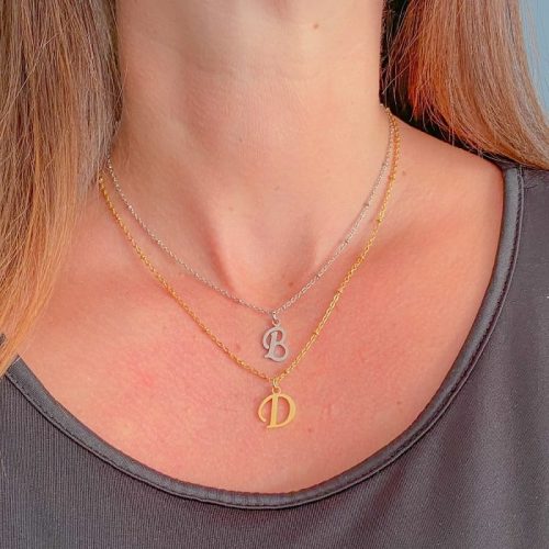 Stainless steel letterketting zilver of goud klein ws