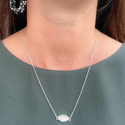 Stainless steel ketting beautiful eye zilver