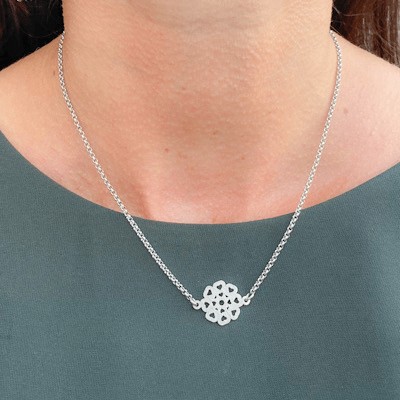 Stainless steel ketting mandala zilver