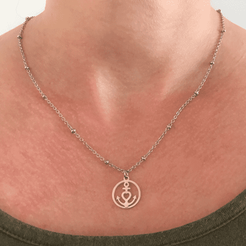 Stainless steel ketting met ankertje zilver