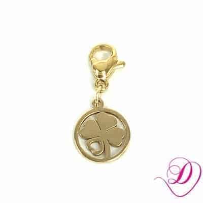 Bedel klavertje vier voor armband goud Bedel klavertje vier voor bedelarmband goud