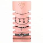 Sieraden display daimond hout roze.2