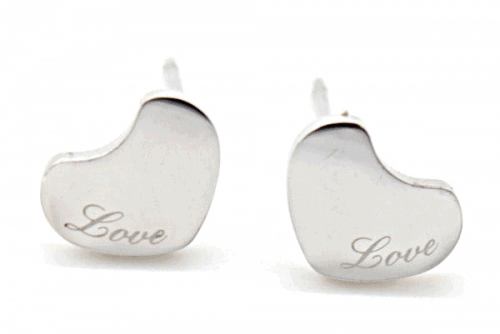 Stainless steel studs Hartje love zilver