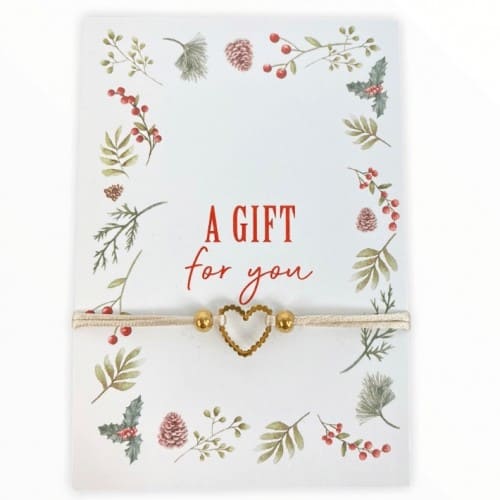 Armbandje op kaartje a gift for you hartje goud Armbandje op kaartje a gift for you hartje goud