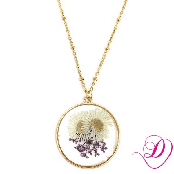 Ketting hanger droogbloemen goud 2 600