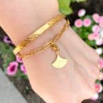 Bangle zebra schakelarmband bedel gingko goud