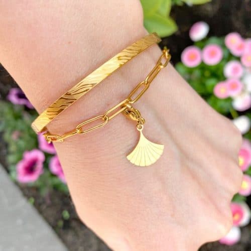 Bangle zebra schakelarmband bedel gingko goud