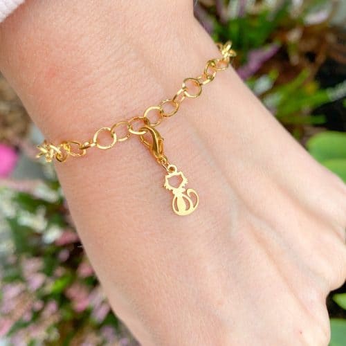 Bedelarmband kat goud
