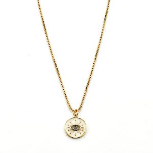 Ketting met hanger sparkling eye parelmoer wit goud
