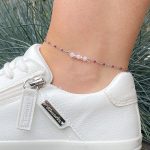 Enkelbandje facetkralen roze paars en zilver 600