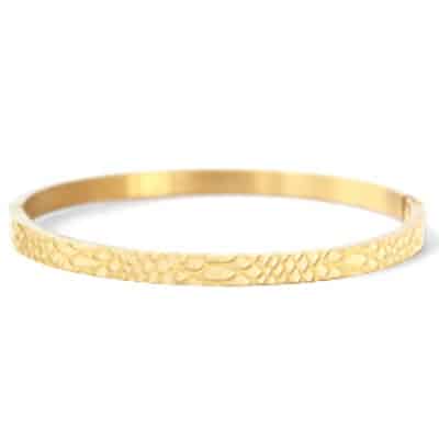 Bangle armband snakeprint smal goud