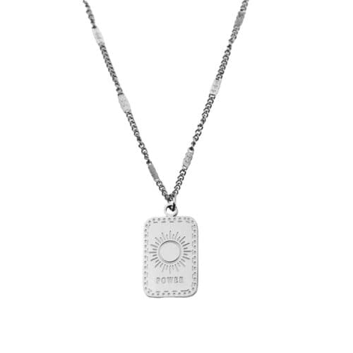 Ketting-ovale-hanger-power-en-zon-zilver Ketting-ovale-hanger-power-en-zon-zilver