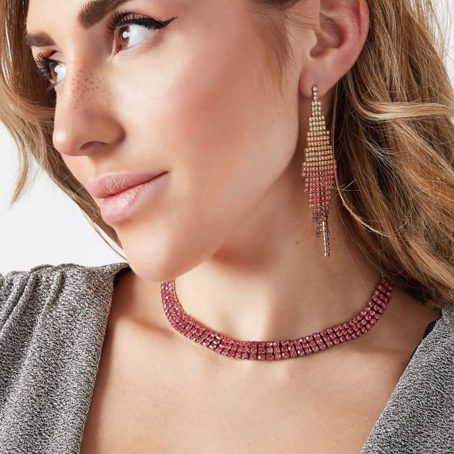 Ketting-strass-steentjes-roze-klein