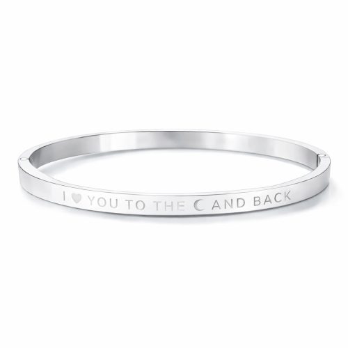 Bangle armband tekst Love You To The Moon And Back zilverkleurig