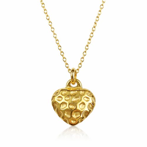 Ketting met panterprint harten hanger goudkleurig