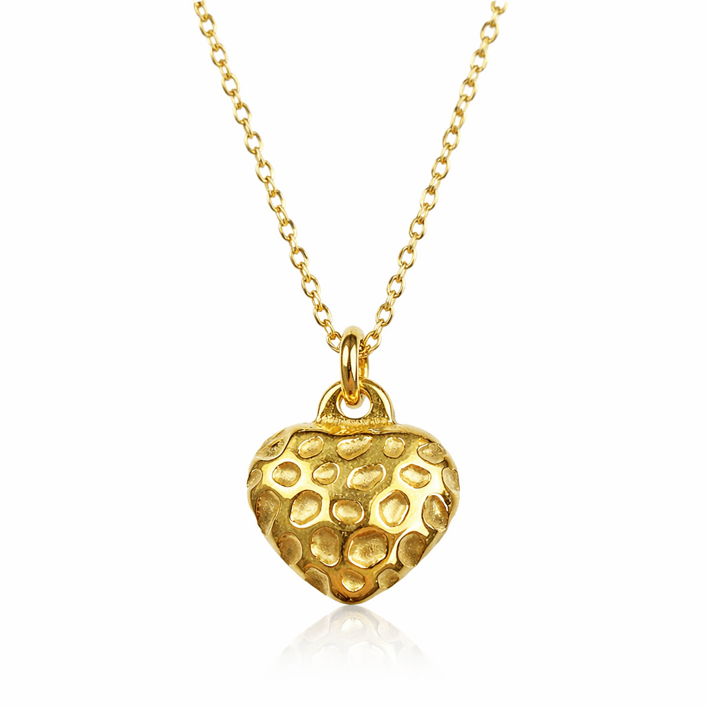Ketting met panterprint harten hanger goudkleurig