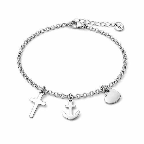 Zilverkleurige armband Geloof Hoop en Liefde