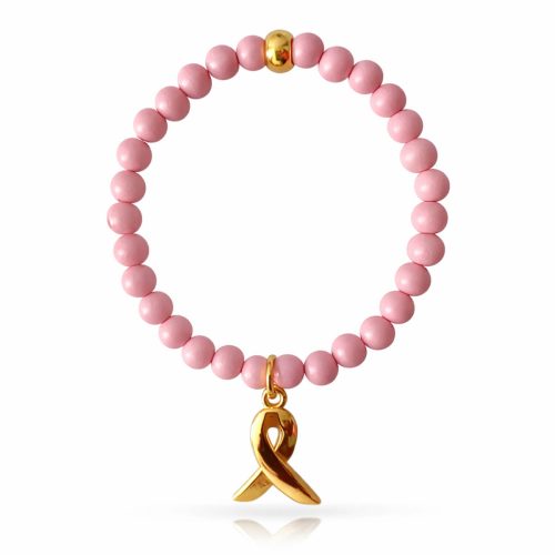 Pink-Ribbon-roze-kralenarmband-met-goudkleurige-bedel