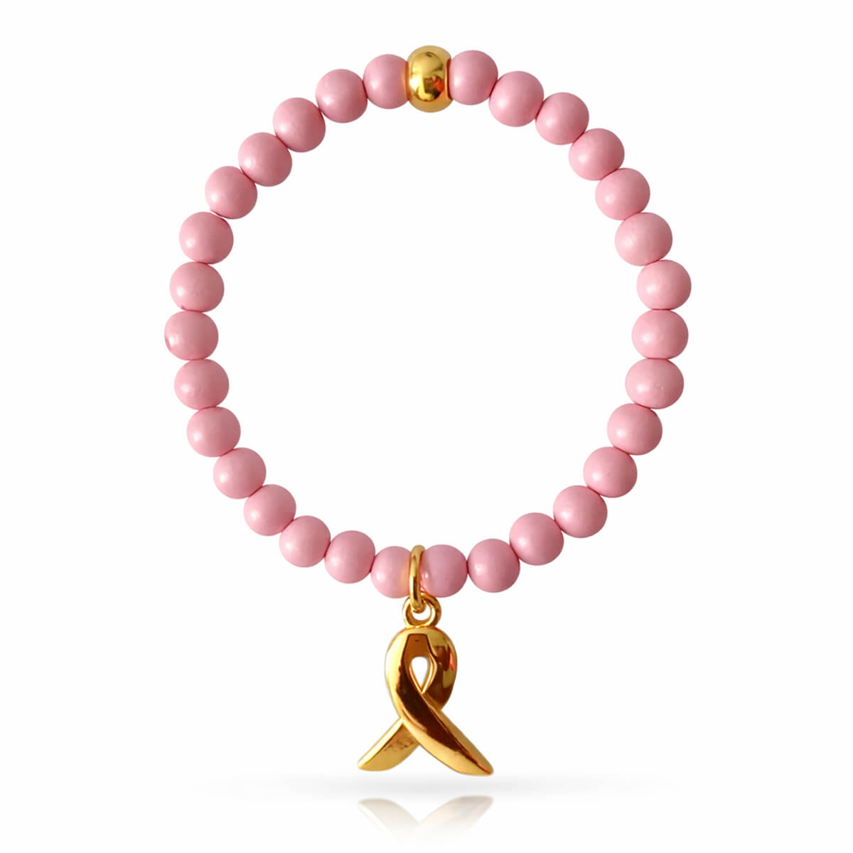 Pink-Ribbon-roze-kralenarmband-met-goudkleurige-bedel