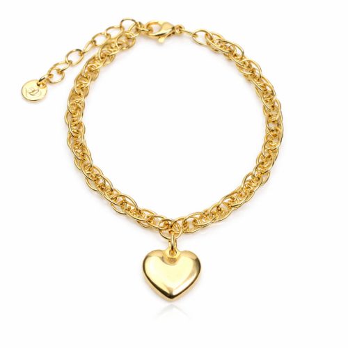 Goudkleurige schakelarmband met hartjes hanger