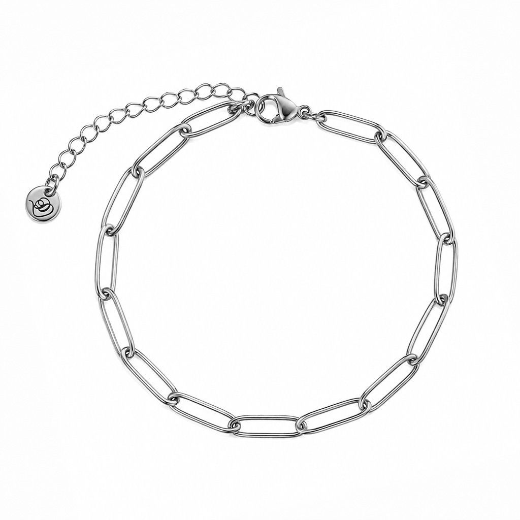 Zilverkleurige basic armband voor bedels stainless steel