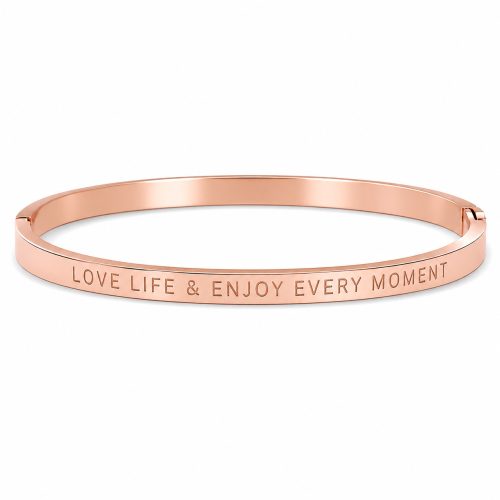 Bangle armband quote Love Life and Enjoy every Moment stainless steel roségoud