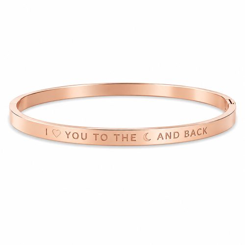 Bangle armband quote Love you to the Moon and Back stainless steel rosé goud
