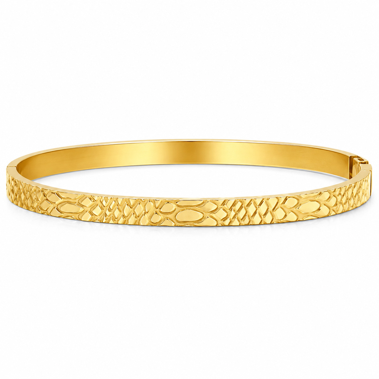Bangle armband slangenprint goudkleurig stainless steel