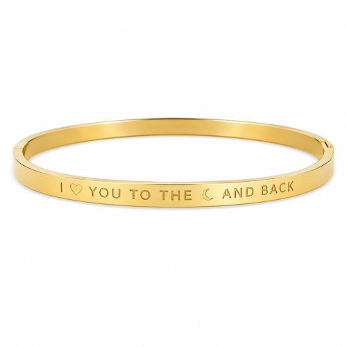 Goudkleurige bangle quote armband Love you to the Moon and Back stainless steel