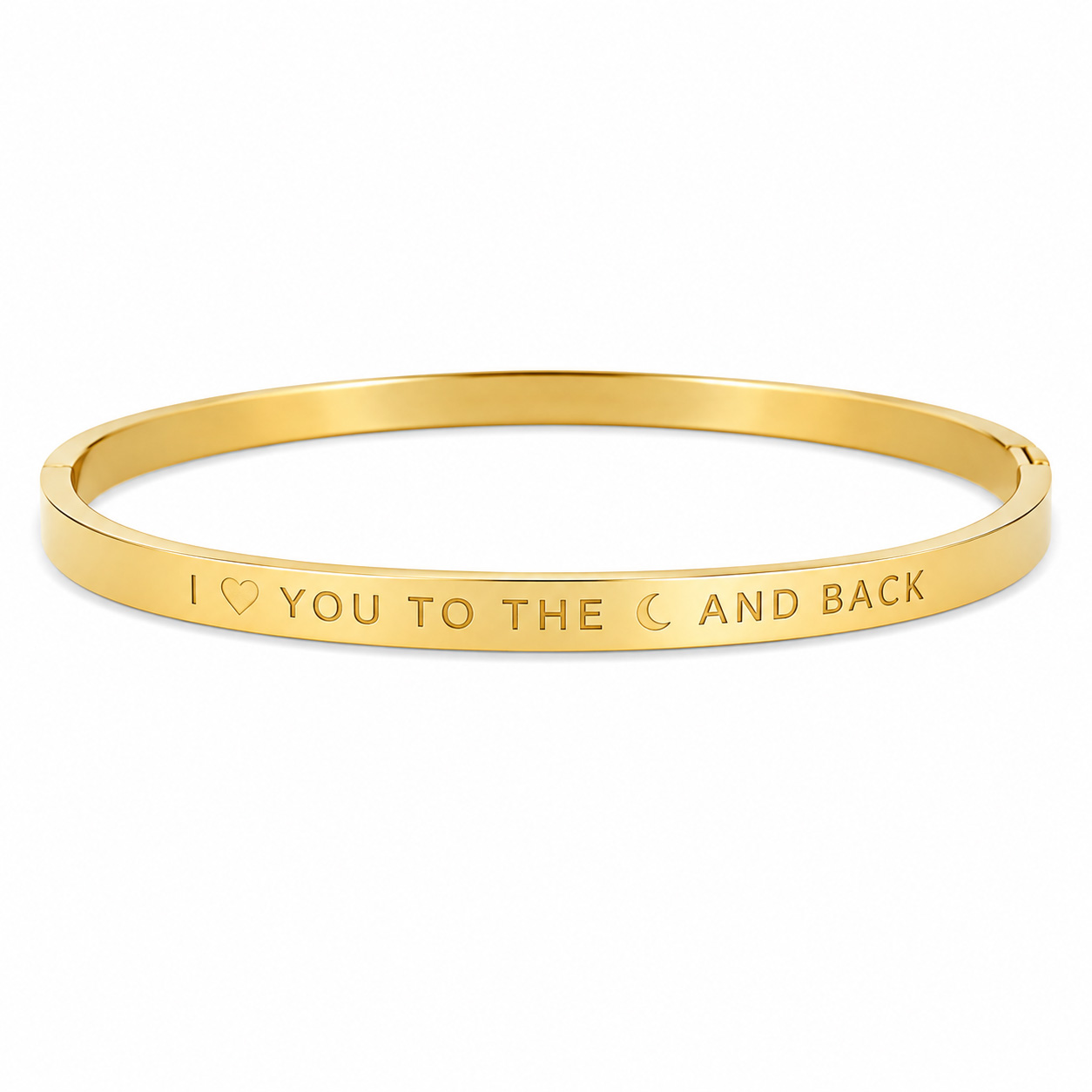 Goudkleurige bangle quote armband Love you to the Moon and Back stainless steel