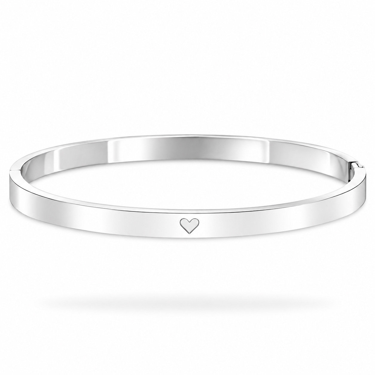Zilverkleurige bangle armband hartje stainless steel