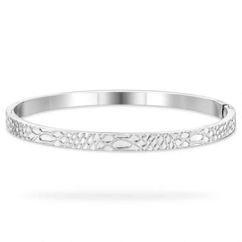 Zilverkleurige bangle armband slangenprint stainless steel