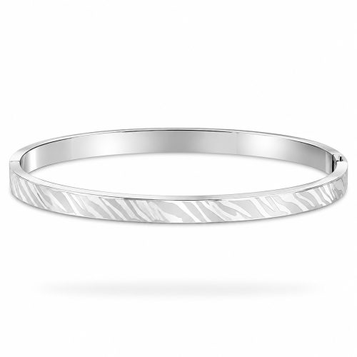ZIlverkleurige bangle armband zebra print stainless steel