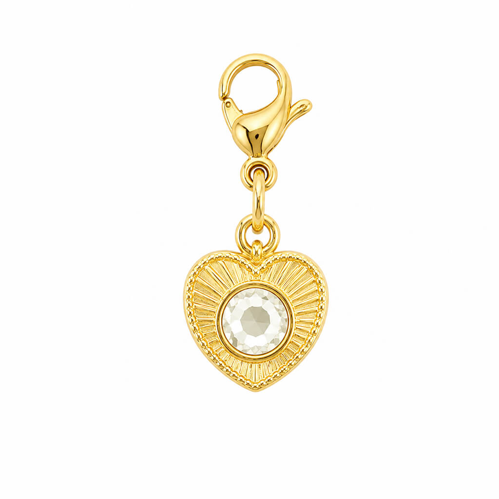 Bedel hartje chrystal Preciosa steentje stainless steel goud