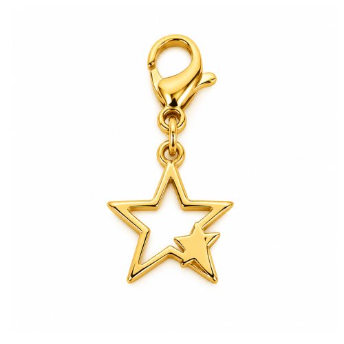 Bedel open ster met kleine ster goud