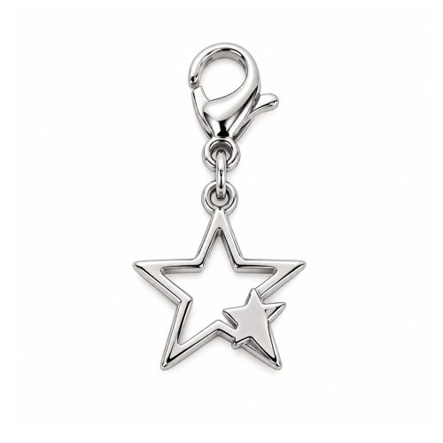 Bedel open ster met kleine ster zilver